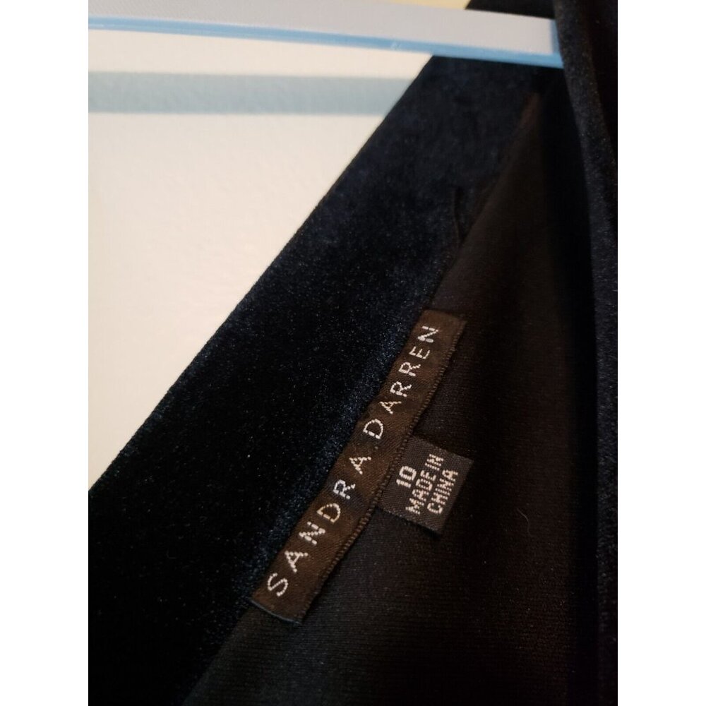 Sandra Darren Womens 10 Dress Sleeveless Black Cocktail Floral Sparkly V Neck - Picture 5 of 6